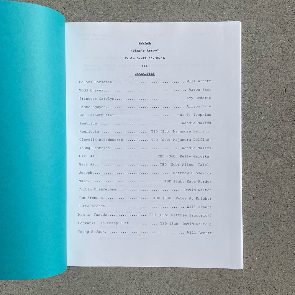 Bojack Horseman 2016 Time’s Arrow Episode Original Production Table Draft Script - Picture 6 of 12